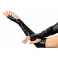 Lacquered Fingerless Gloves Art of Sex - Margo, black with hologram effect, size L