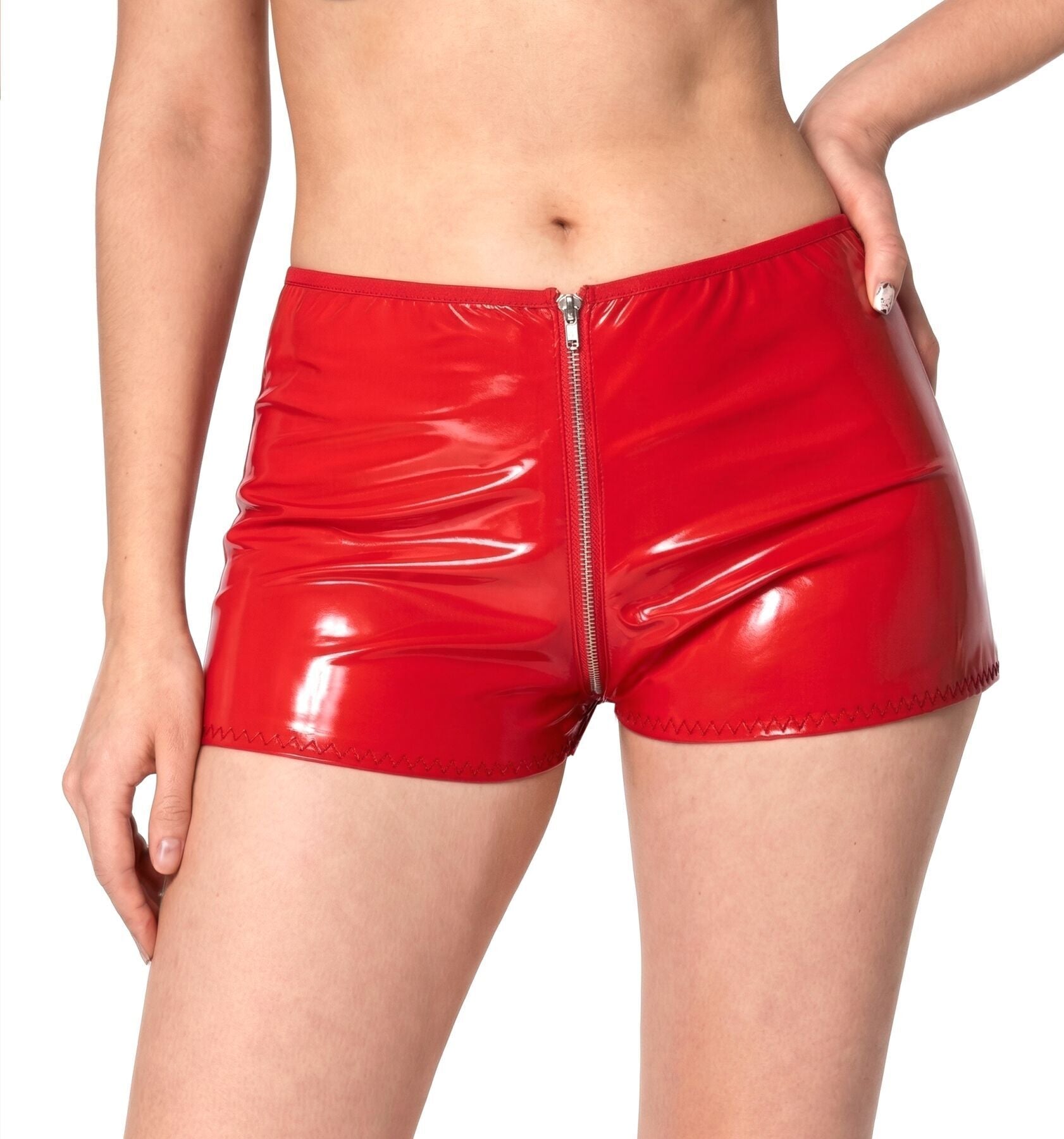 Lacquer Shorts with Zipper Art of Sex - Jarina, red, size L