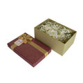 Gift box with bow, burgundy and gold, M — 25×18.5×11.5 cm