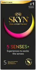 Безлатексні преміум-презервативи SKYN 5 Senses, 5 видів (5 шт) (м'яте паковання!!!)