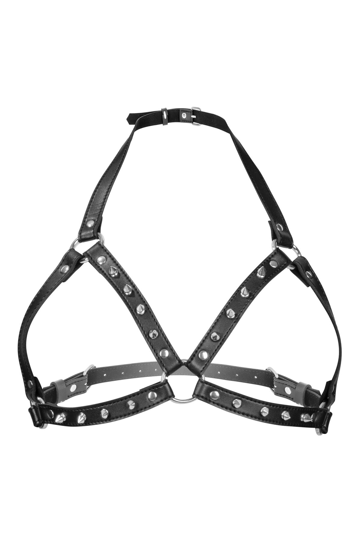 Fetish Temptation Sexy Adjustable Chest Harness with Metal Spikes