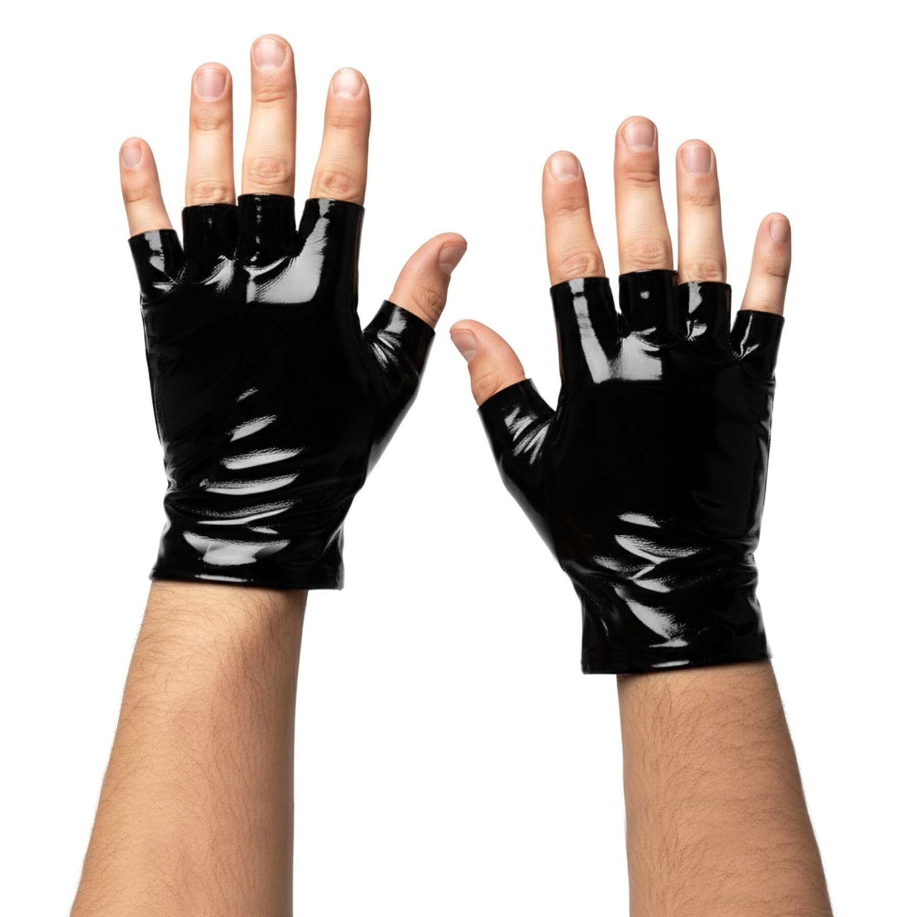 Art of Sex - Jeyson Men's Fingerless Patent Leather Gloves, Black, Size L