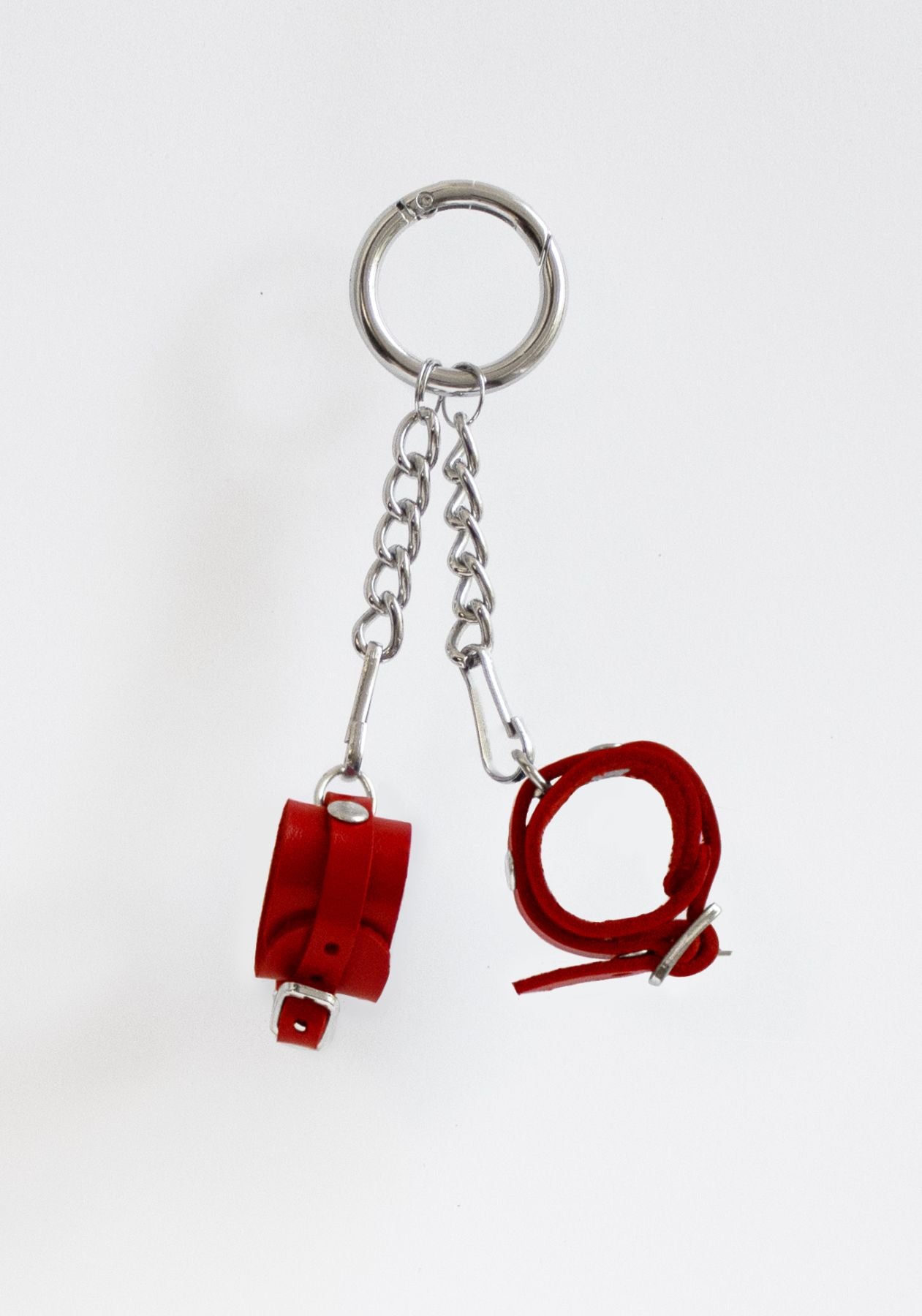 Handcuffs Keychain with Buckle, Red