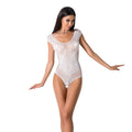 Bodystocking Passion BS064 One Size, White, bodysuit, closed shoulder, open access