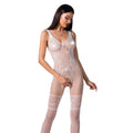 Bodystocking Passion BS069 white, jumpsuit, imitation stockings and bodysuit