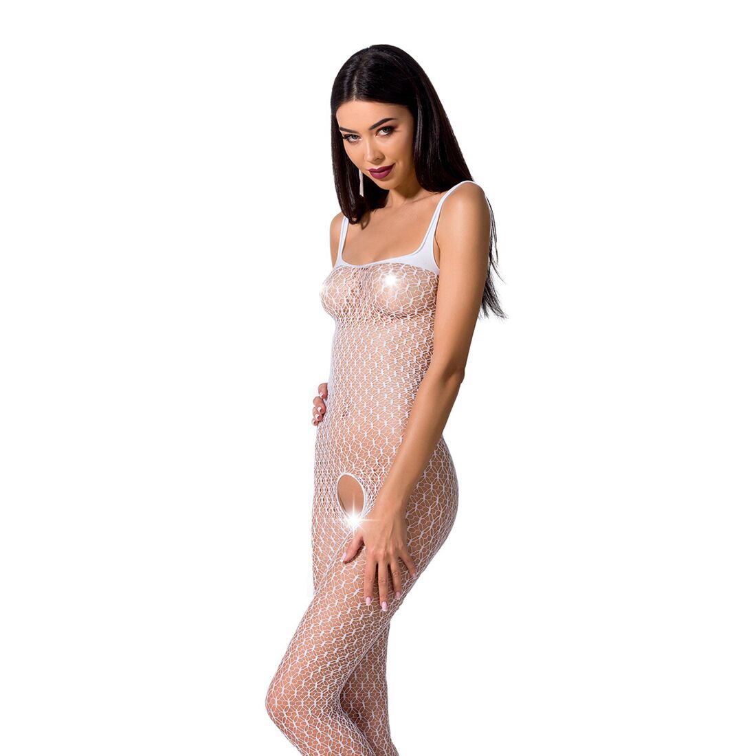 Bodystocking Passion BS071 white, strappy bodysuit