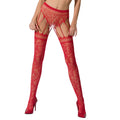 Erotic bodystocking tights Passion S003 red, imitation lace stockings and panties