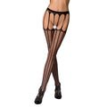 Erotic bodystocking tights Passion S004 black, imitating thigh-high stockings and a delicate garter belt