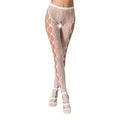 Erotic body stocking tights Passion S008 white, openwork tights with a cut-out and mesh stripes