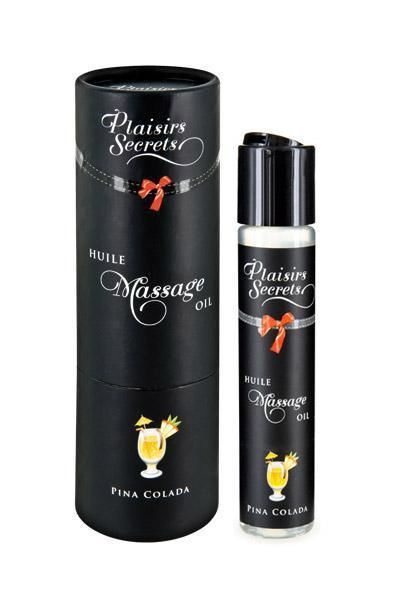 Massage Oil Plaisirs Secrets Pina Colada (59 ml) with Aphrodisiacs, Edible, Gift Packaging