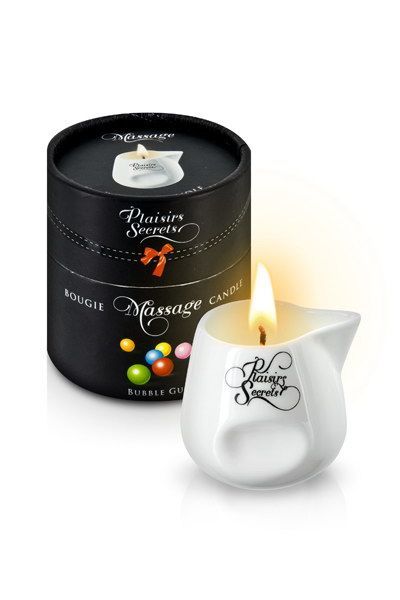 Massage Candle Plaisirs Secrets Bubble Gum (80 ml) gift-wrapped, ceramic container