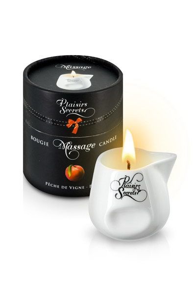 Massage Candle Plaisirs Secrets Peach (80 ml) gift packaging, ceramic container