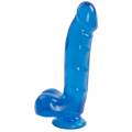 Фалоімітатор Doc Johnson Jelly Jewels Cock & Balls Blue, діаметр 3,6 см, антибактеріальний ПВХ
