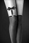 Garter for the leg Bijoux Pour Toi - WITH BOW Black, sexy garter with a bow, eco-leather