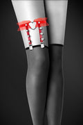 Garter for leg Bijoux Pour Toi - WITH HEART AND SPIKES Red, sexy garter with heart