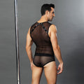 Men's Erotic Costume "Romantic Steven" One Size Black: sheer briefs and tank top