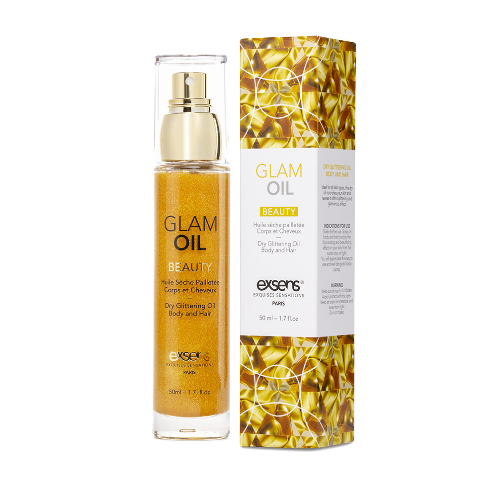 EXSENS Glam Oil Shimmering Body Oil 50ml, with almond oil, paraben and phenoxyethanol free