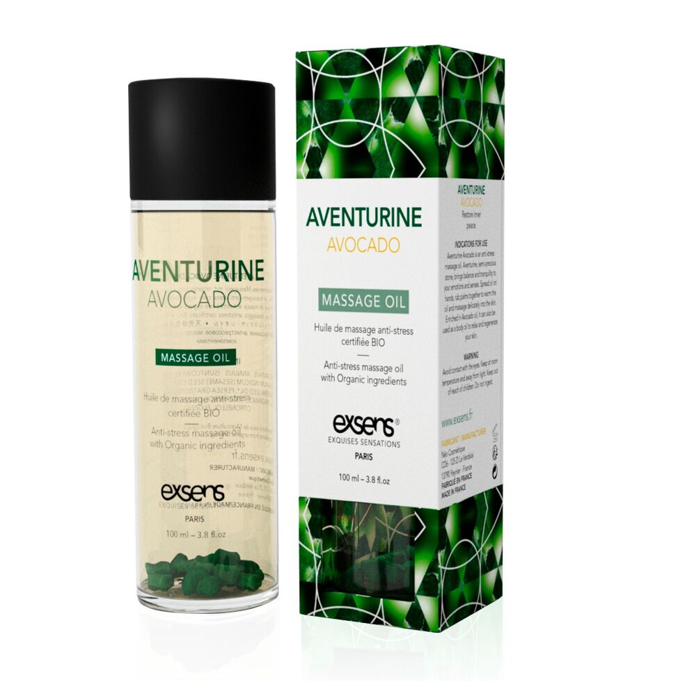 Масажна олія EXSENS Aventurine Avocado (антистрес з авантюрином) 100мл, натуральна