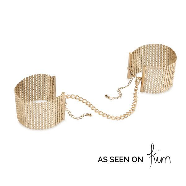 Bijoux Indiscrets Desir Metallique Handcuffs - Gold, metallic, stylish bracelets