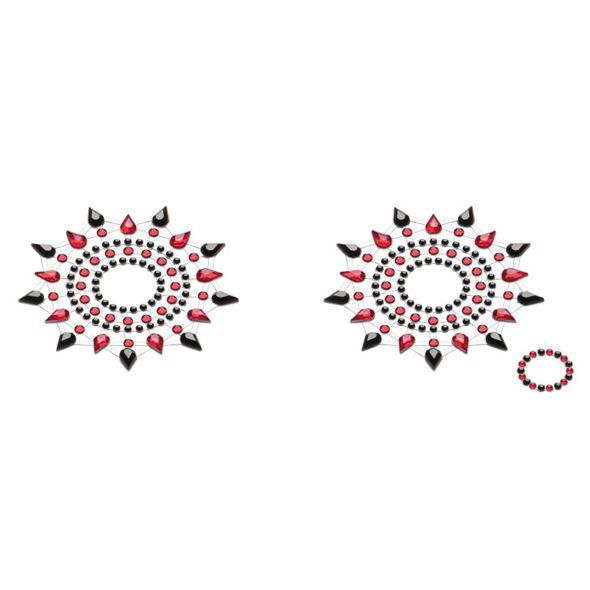 Petits Joujoux Gloria Crystal Pasties Set of 2 - Black/Red, Nipple Adornment