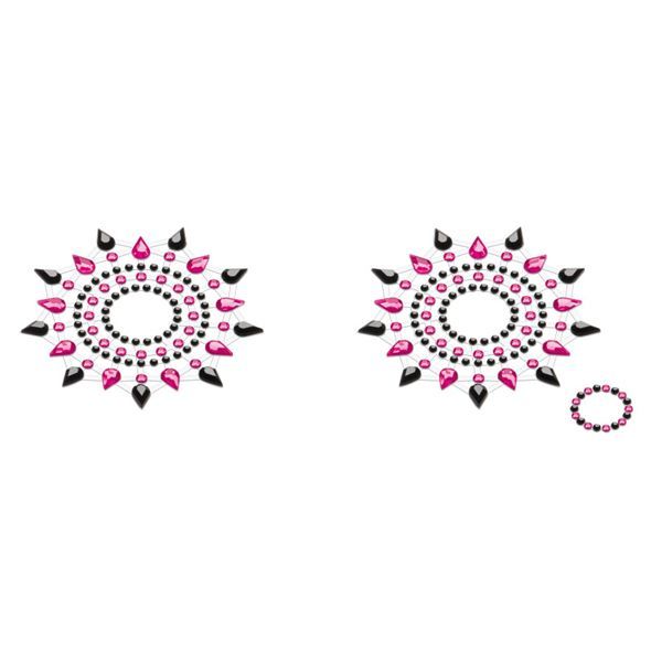 Petits Joujoux Gloria set of 2 Crystal Pasties - Black/Pink, breast adornment