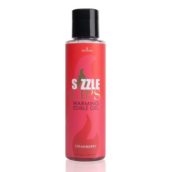 Sensuva Sizzle Lips Strawberry Warming Massage Gel (125ml), Sugar-Free, Edible