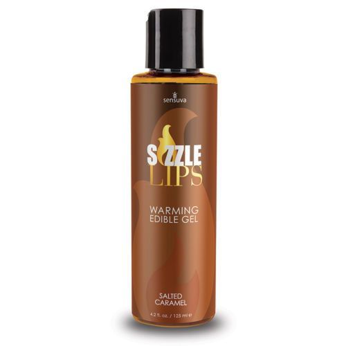 Warming Massage Gel Sensuva Sizzle Lips Salted Caramel (125ml), sugar-free, edible