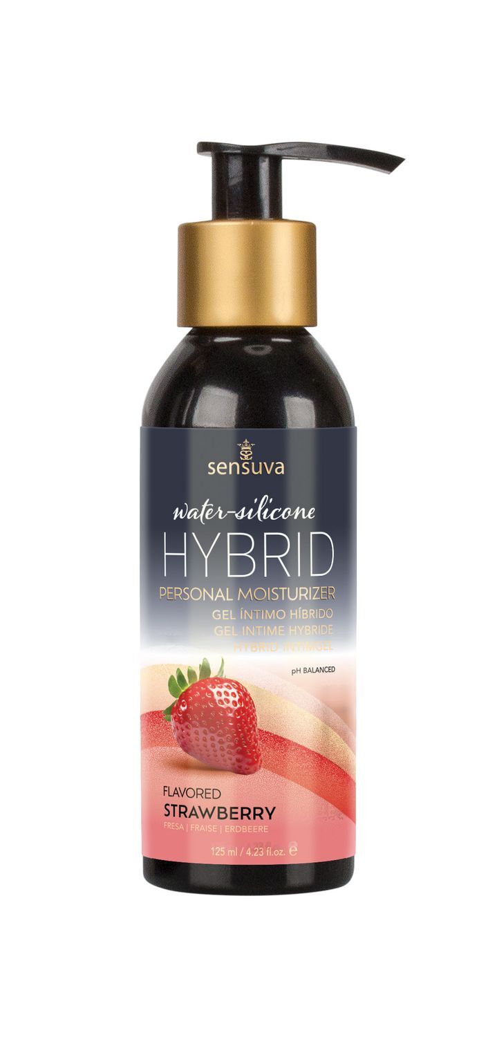 Sensuva Hybrid Strawberry Water-Silicone Lubricant (125ml) sugar-free, suitable for oral play