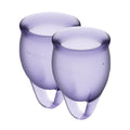 Satisfyer Feel Confident Menstrual Cup Set (lila), 15ml and 20ml, storage pouch
