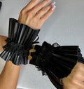 Pleated faux leather cuff bracelets