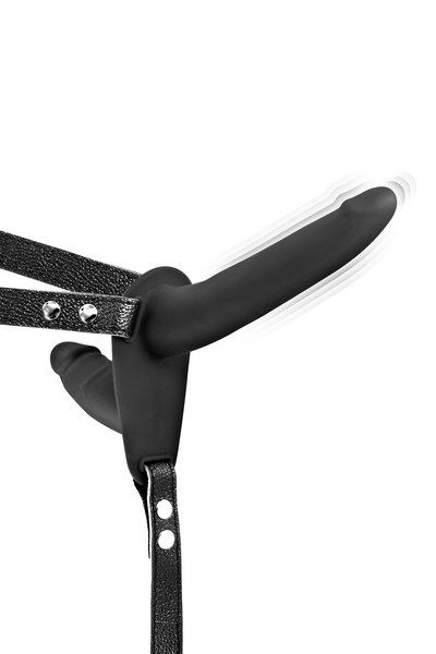 Double Strap-On with Vibration Fetish Tentation Vibrating Strap-On with Double Dildo Black