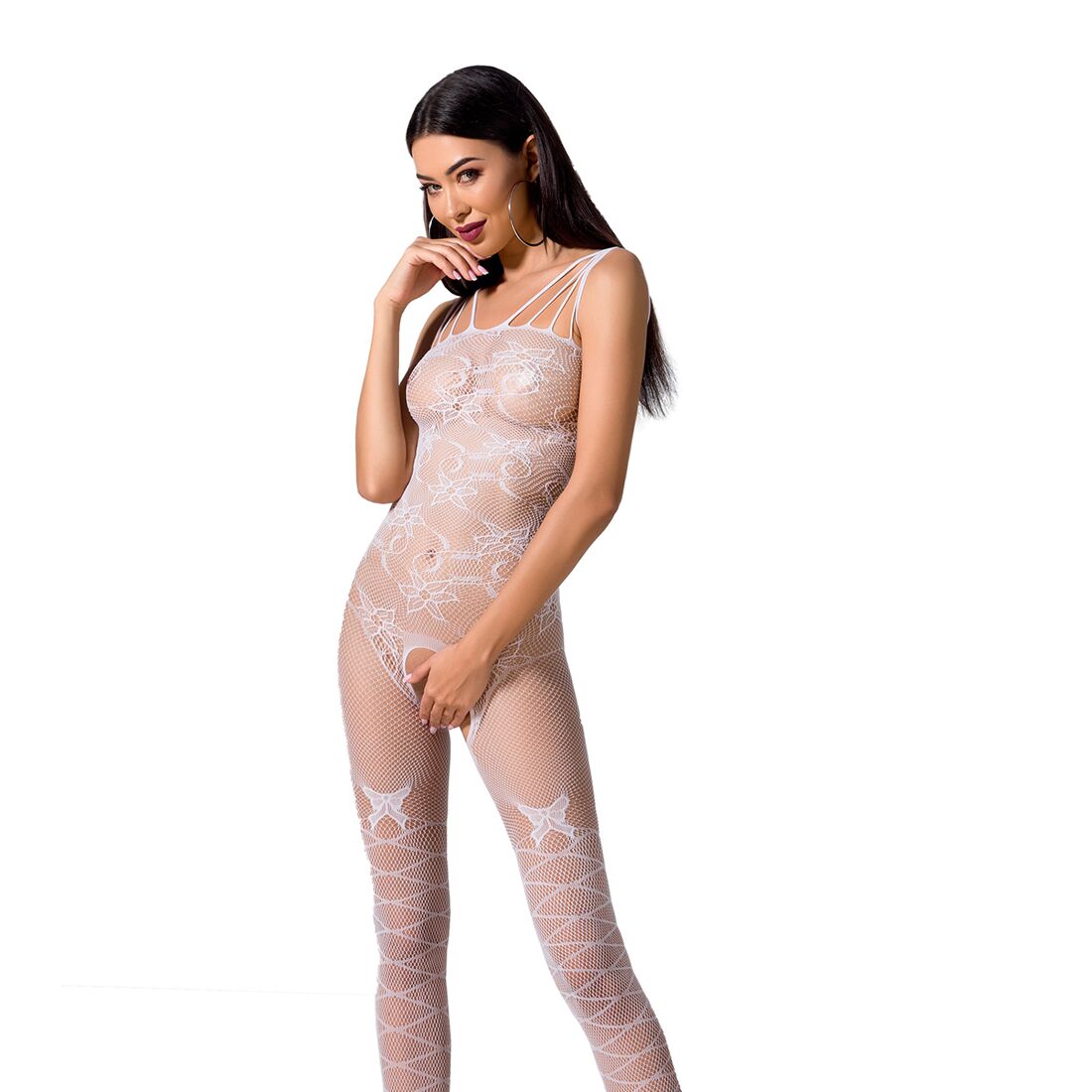 Openwork Bodystocking with Intimate Cut-outs Passion BS076 white