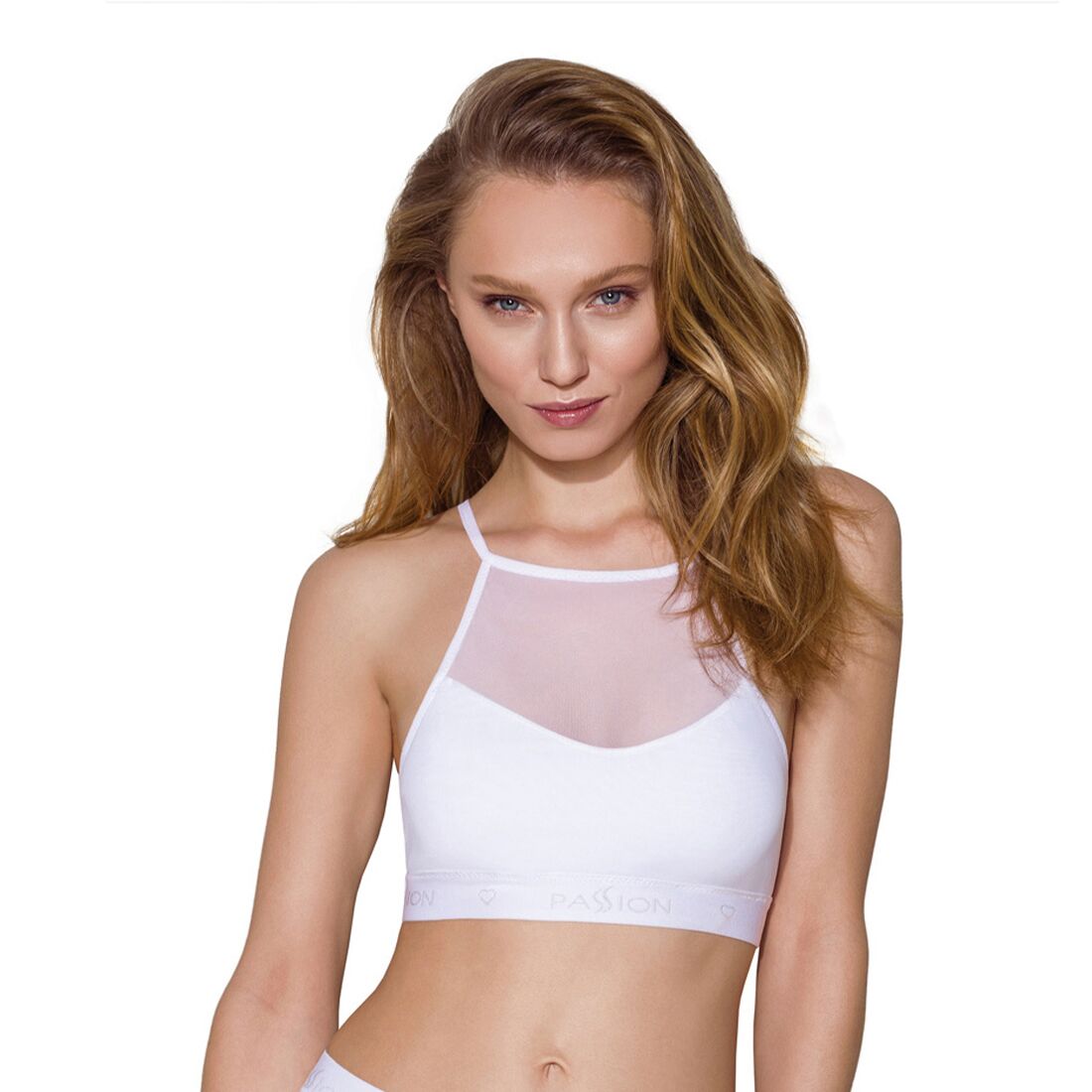 Sports top with transparent insert Passion PS006 TOP XL, white