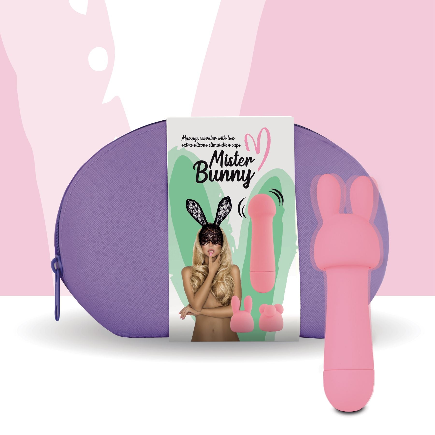 Mini Vibrator FeelzToys Mister Bunny Pink with Two Attachments