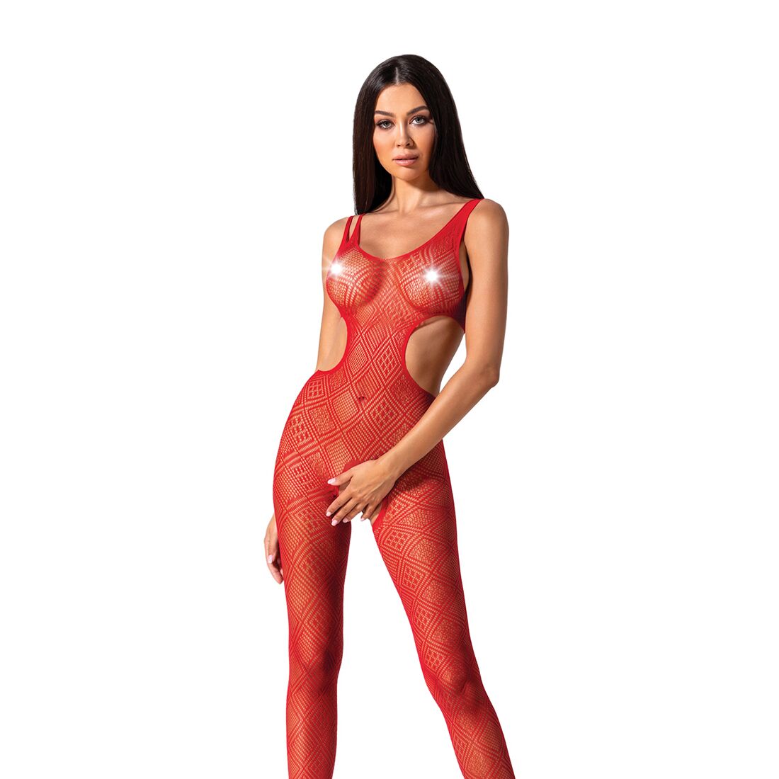Erotic Bodystocking with Pattern Passion BS085 red