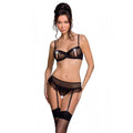 Sexy Lingerie Set with Garter Belt Passion LOVELIA SET S/M, black