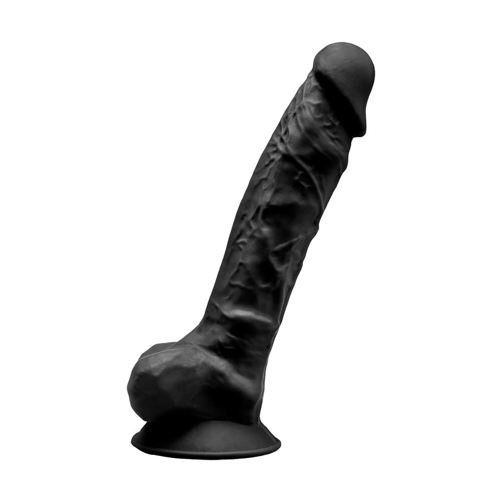 SilexD Tomas Black dildo (MODEL 1 size 9in), dual-layer, silicone + Silexpan, diameter 4.9cm