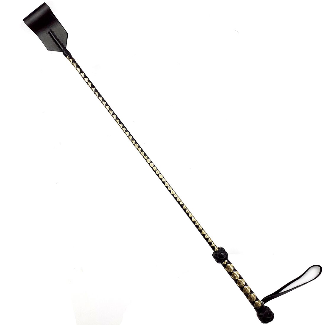 Classic riding crop, natural leather 75 cm, black and gold
