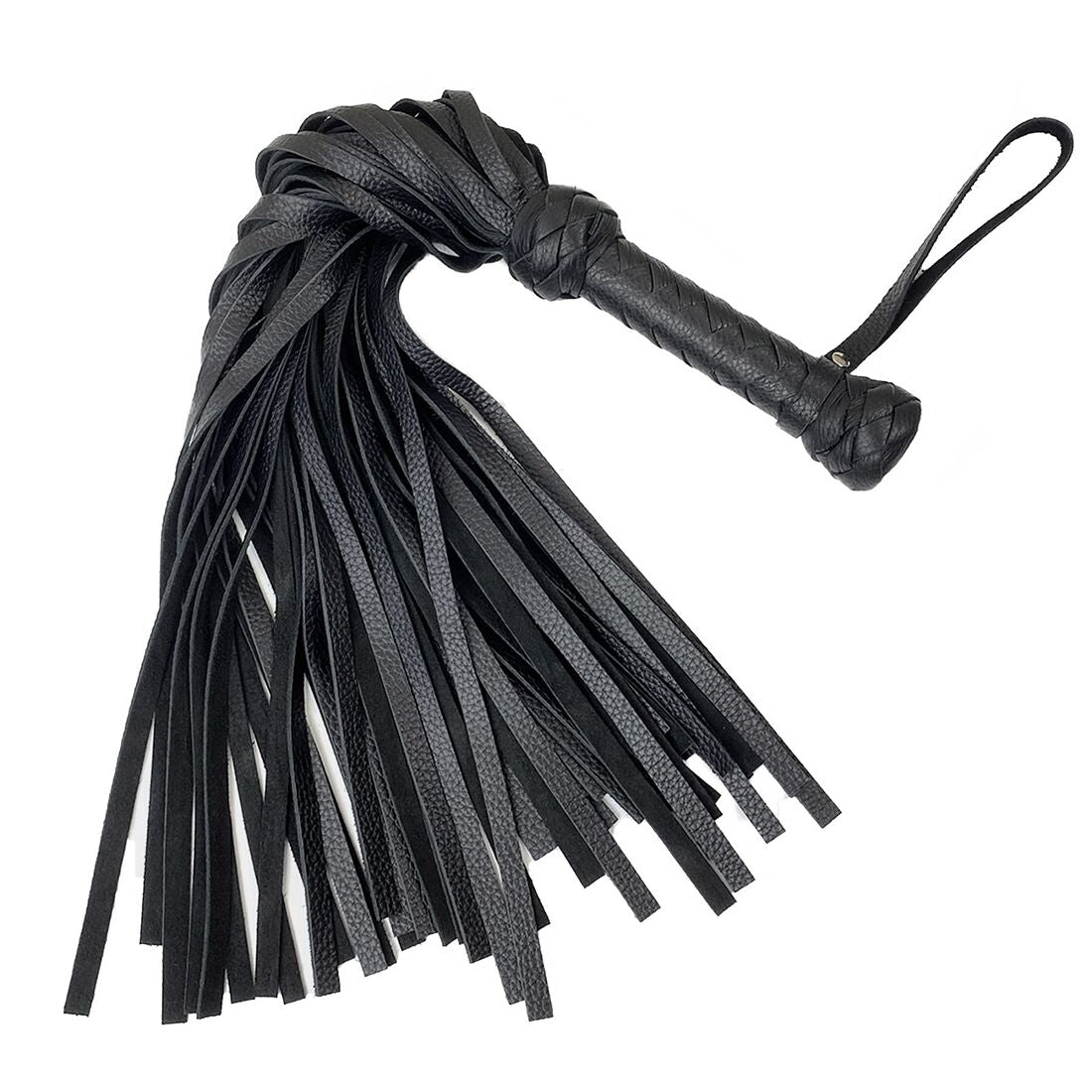 Black classic flogger, genuine leather, 50 tails, 50cm each, handle 20cm