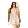 Babydoll with lace bralette and asymmetrical hem Penthouse - Naughty Doll White S/M