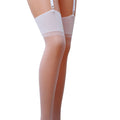 Classic Stockings with Wide Lace Garter Belt Passion ST001 3/4 bianco