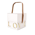 Gift box with handle LOVE white, L – 18.5x18.5x19 cm