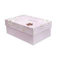 Gift box with flowers pink, M - 25.5x18.5x10 cm