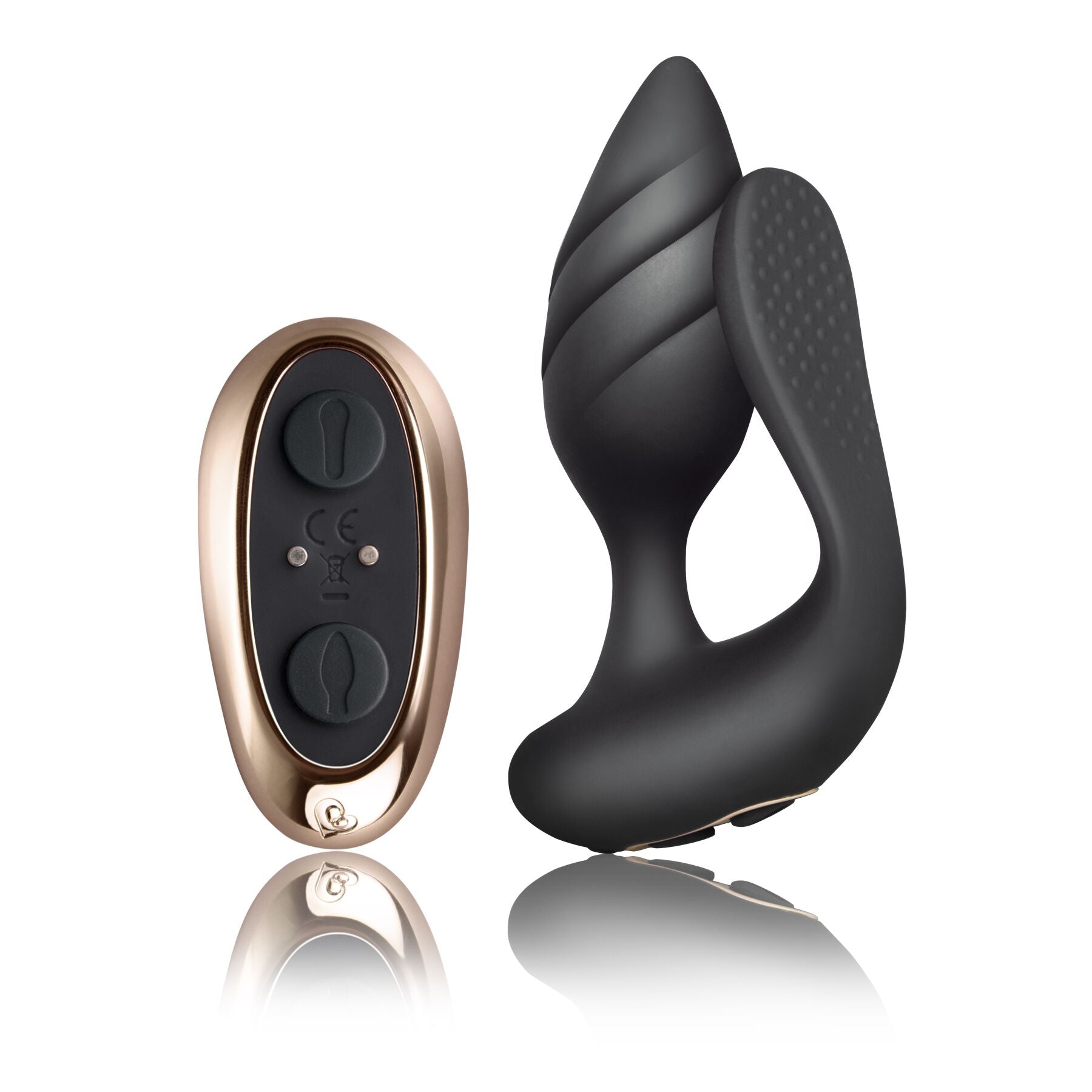 Rocks Off Cocktail Black Anal-Vaginal Vibrator for Couples, remote control
