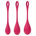 Satisfyer Yoni Power 1 Red yoni beads set, diameter 2-2.5-3cm, weight 22-46-74g