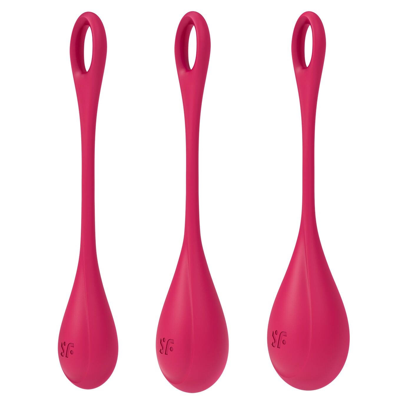 Satisfyer Yoni Power 1 Red yoni beads set, diameter 2-2.5-3cm, weight 22-46-74g