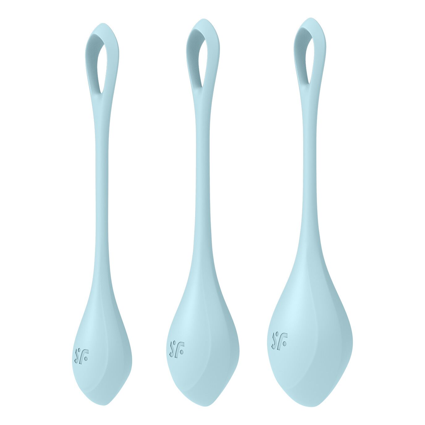 Satisfyer Yoni Power 2 Light Blue yoni beads set, diameter 2-2.5-3cm, weight 22-44-73g