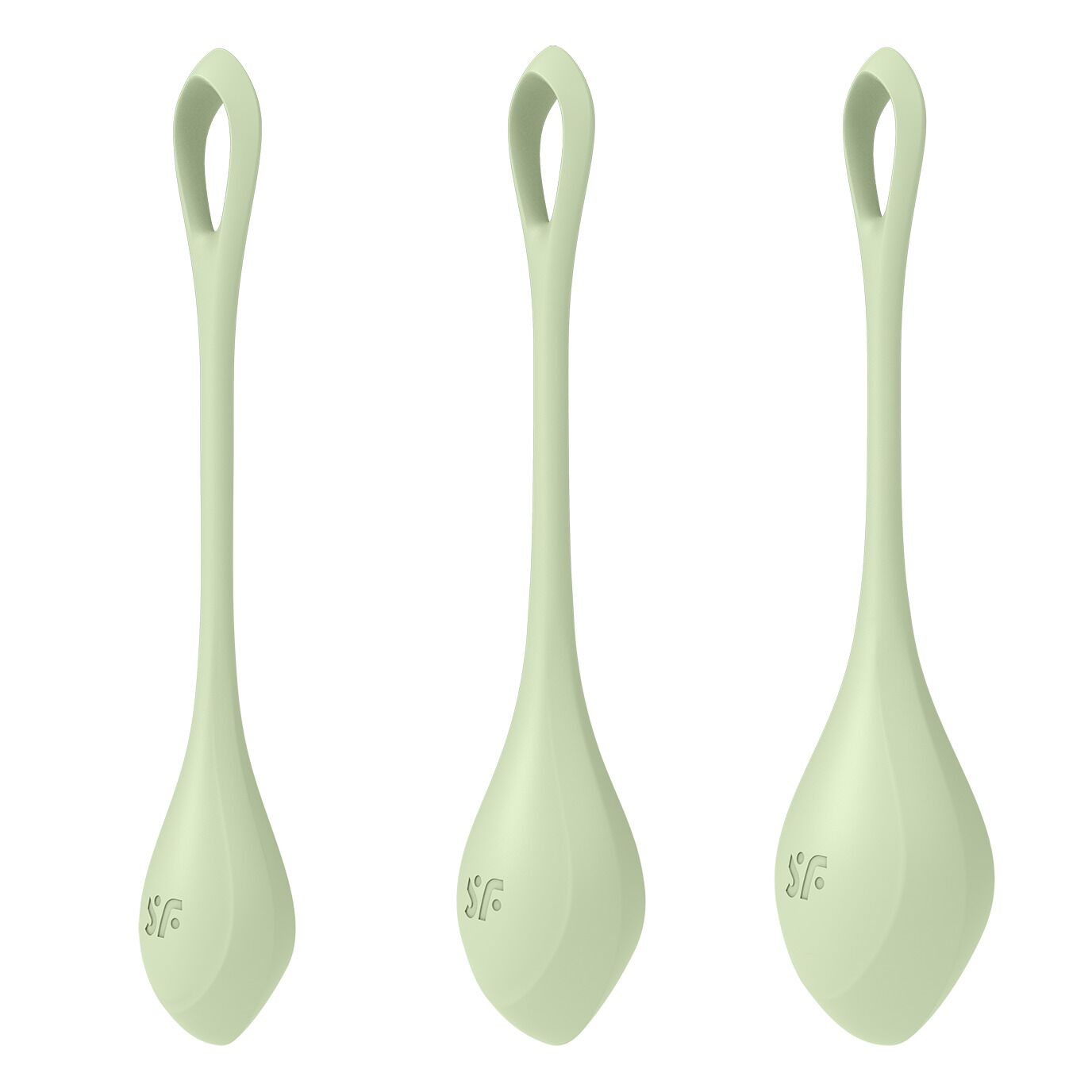 Satisfyer Yoni Power 2 Light Green Yoni Beads Set, diameter 2-2.5-3 cm, weight 22-44-73 g
