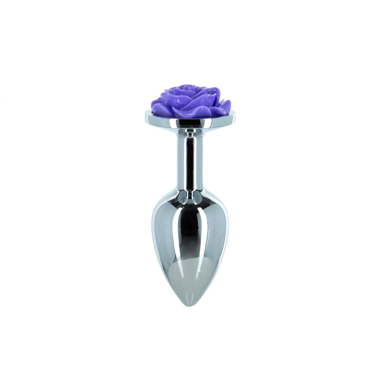 Metal Anal Plug Lux Active with Rose - Rose Anal Plug - Purple, vibrator bullet included as a gift