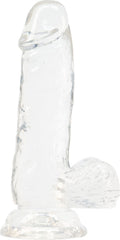 Transparent Suction Cup Dildo ADDICTION — Clear Dildo with Balls 6″, vibrating bullet as a gift